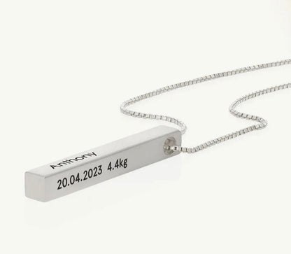 Personalized  3D Bar Necklace in Stainless Steel