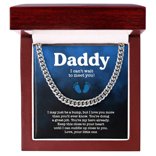 Daddy, I can't Wait to Meet You, Love Bump. Cuban Link Chain