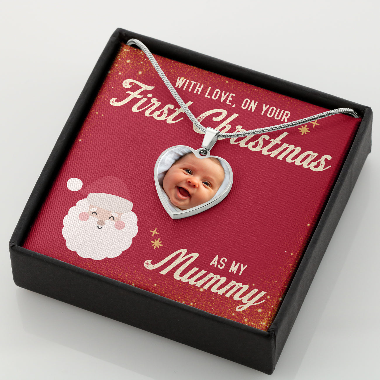 With Love, On Your First Christmas as My Mummy Personalized Photo Necklace (with box)