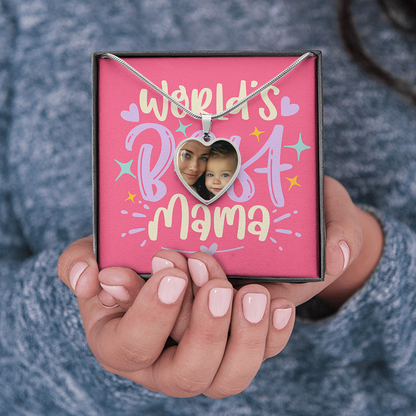 World's Best Mama Personalised Photo Necklace (with box)